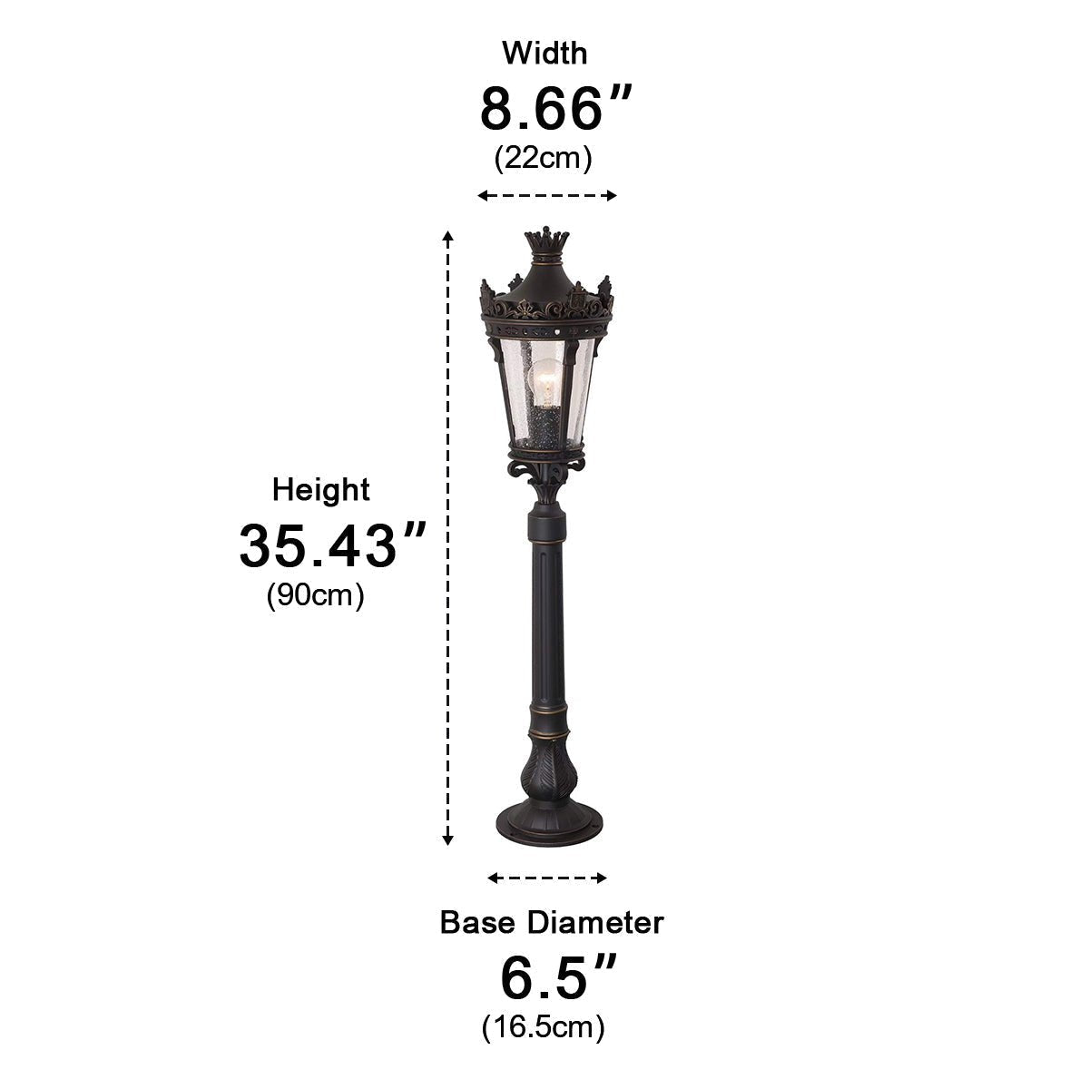 Dimmable Victorian Path Light Outdoor Bollard Light - Pulens