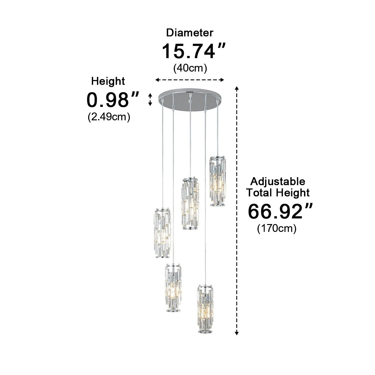 Dimmable Cascade Crystal Pendant Chandelier - Pulens