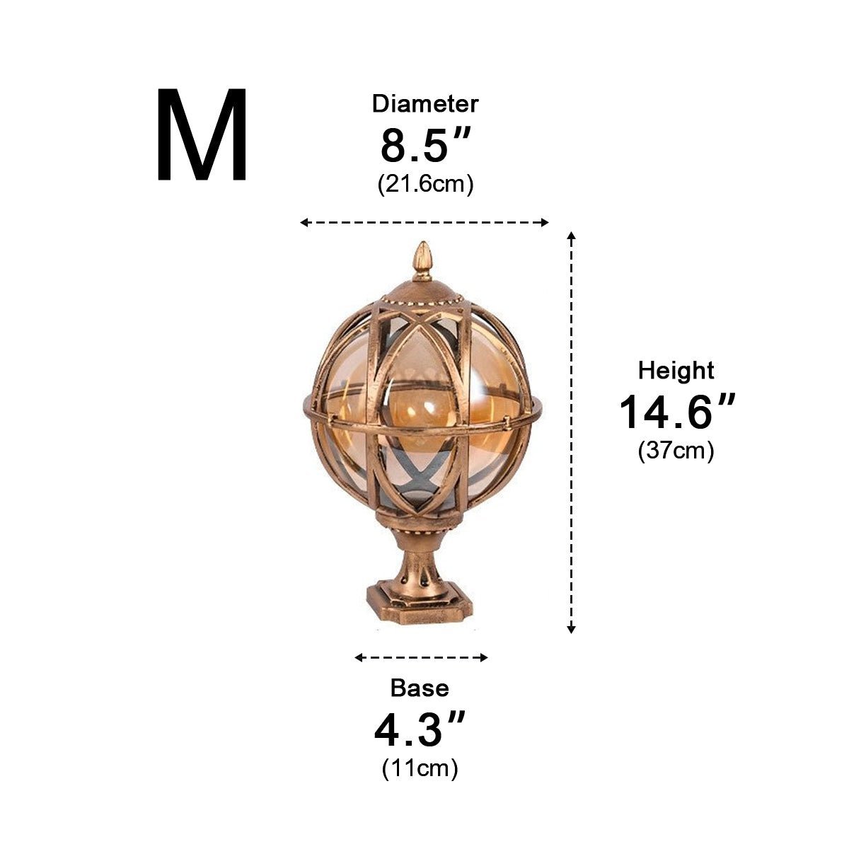 Dimmable Globe Cage Outdoor Post Light - Pulens