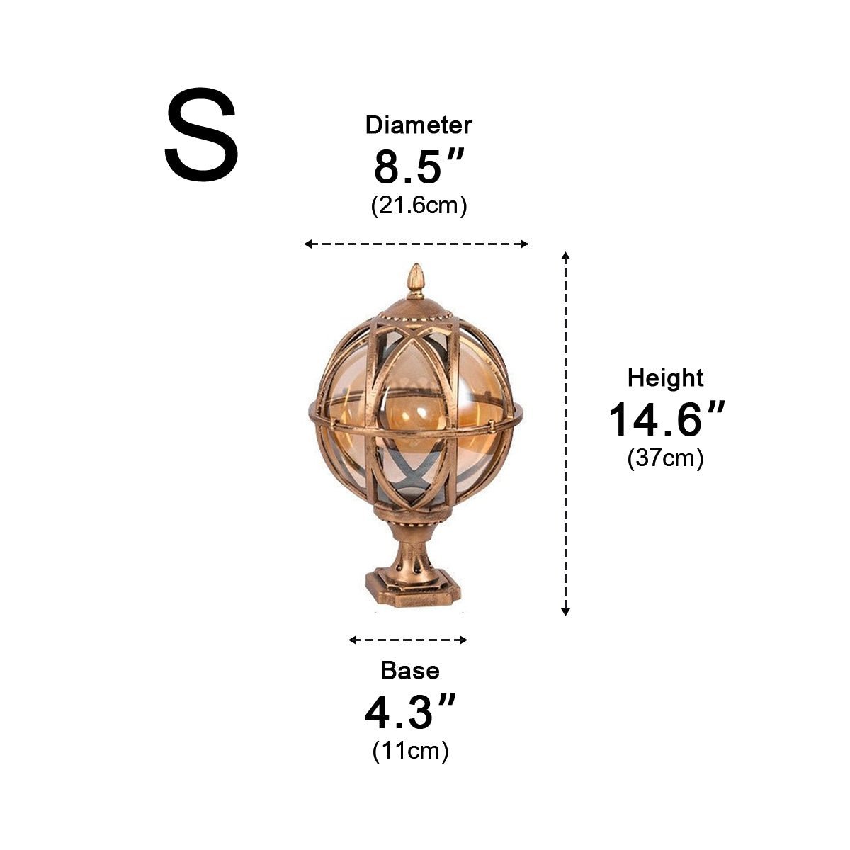 Dimmable Globe Cage Outdoor Post Light - Pulens