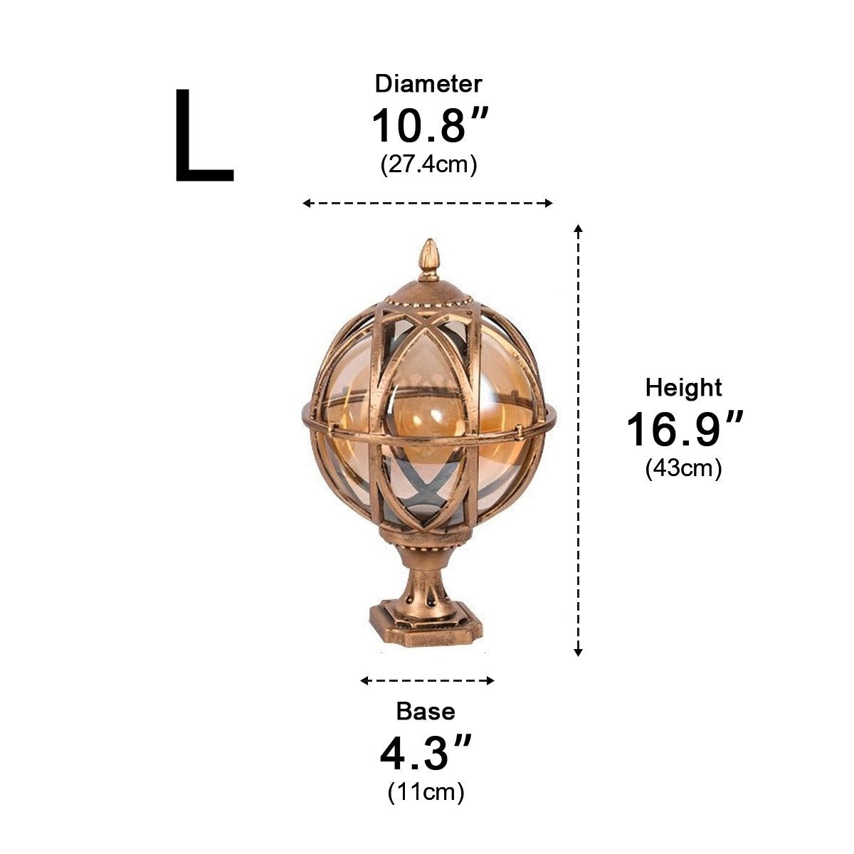 Dimmable Globe Cage Outdoor Post Light - Pulens