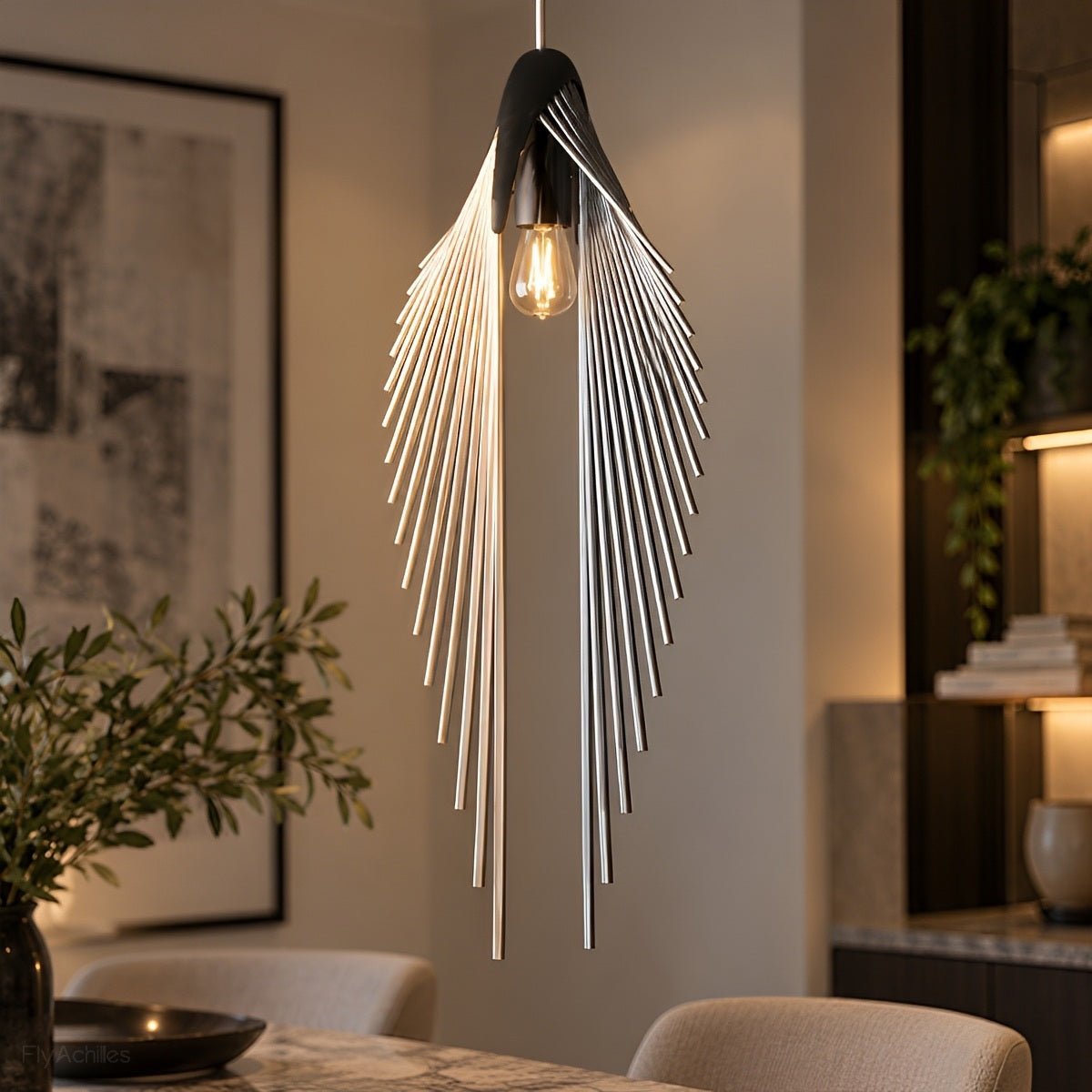 Modern Luxury Feather Inspired Sculptural LED Pendant Light Art Decor - Pulens