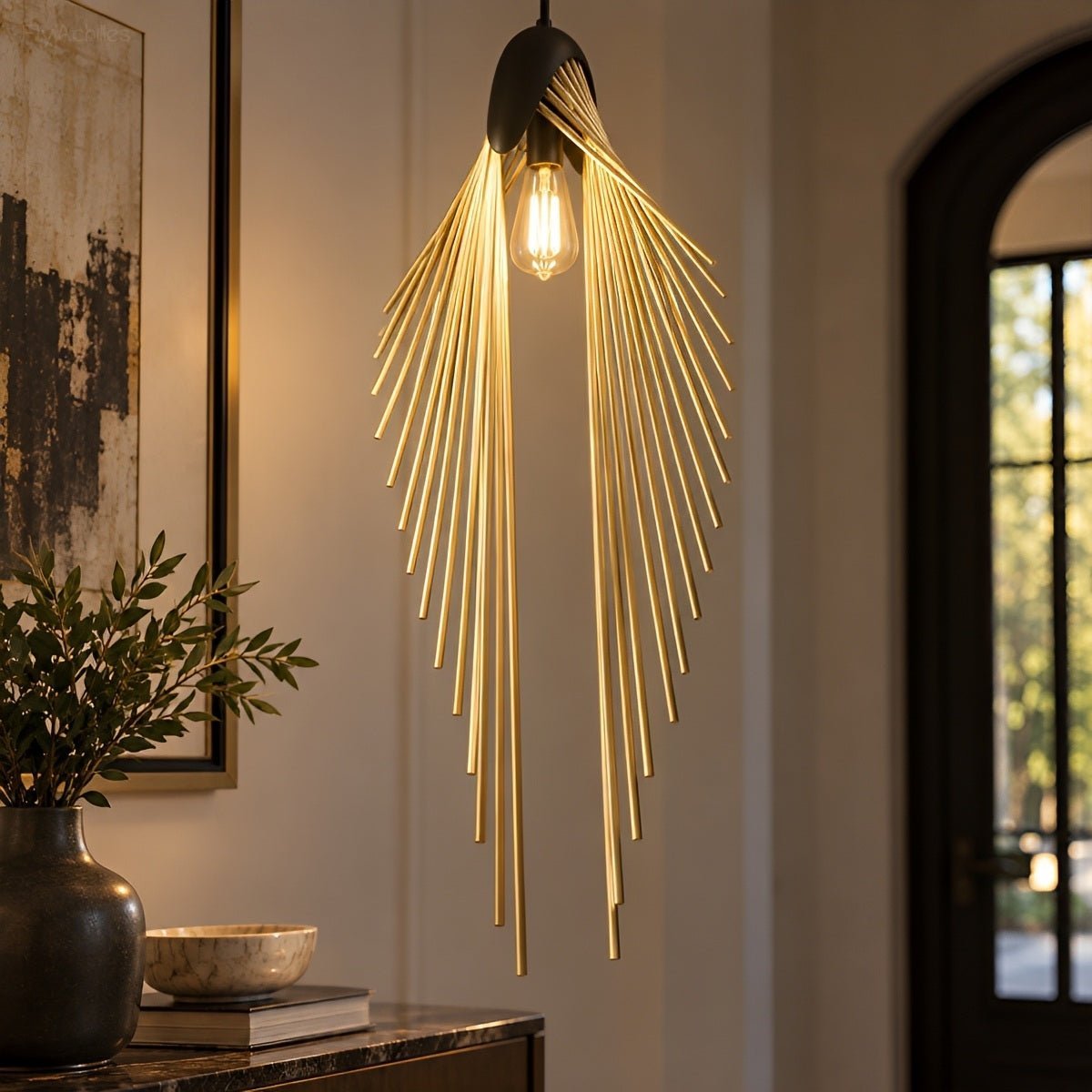 Modern Luxury Feather Inspired Sculptural LED Pendant Light Art Decor - Pulens