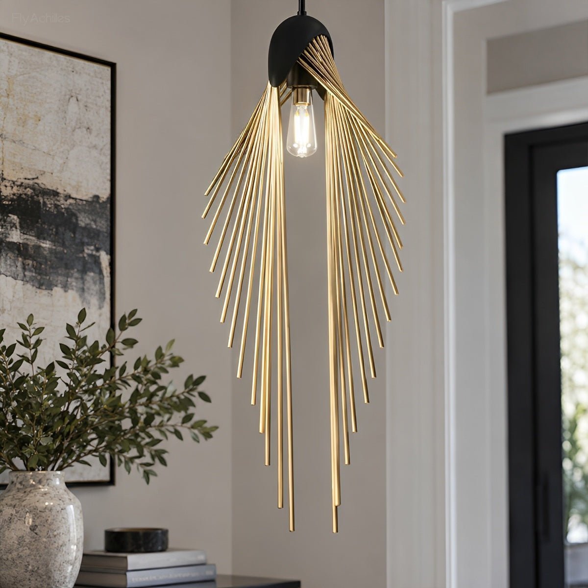 Modern Luxury Feather Inspired Sculptural LED Pendant Light Art Decor - Pulens