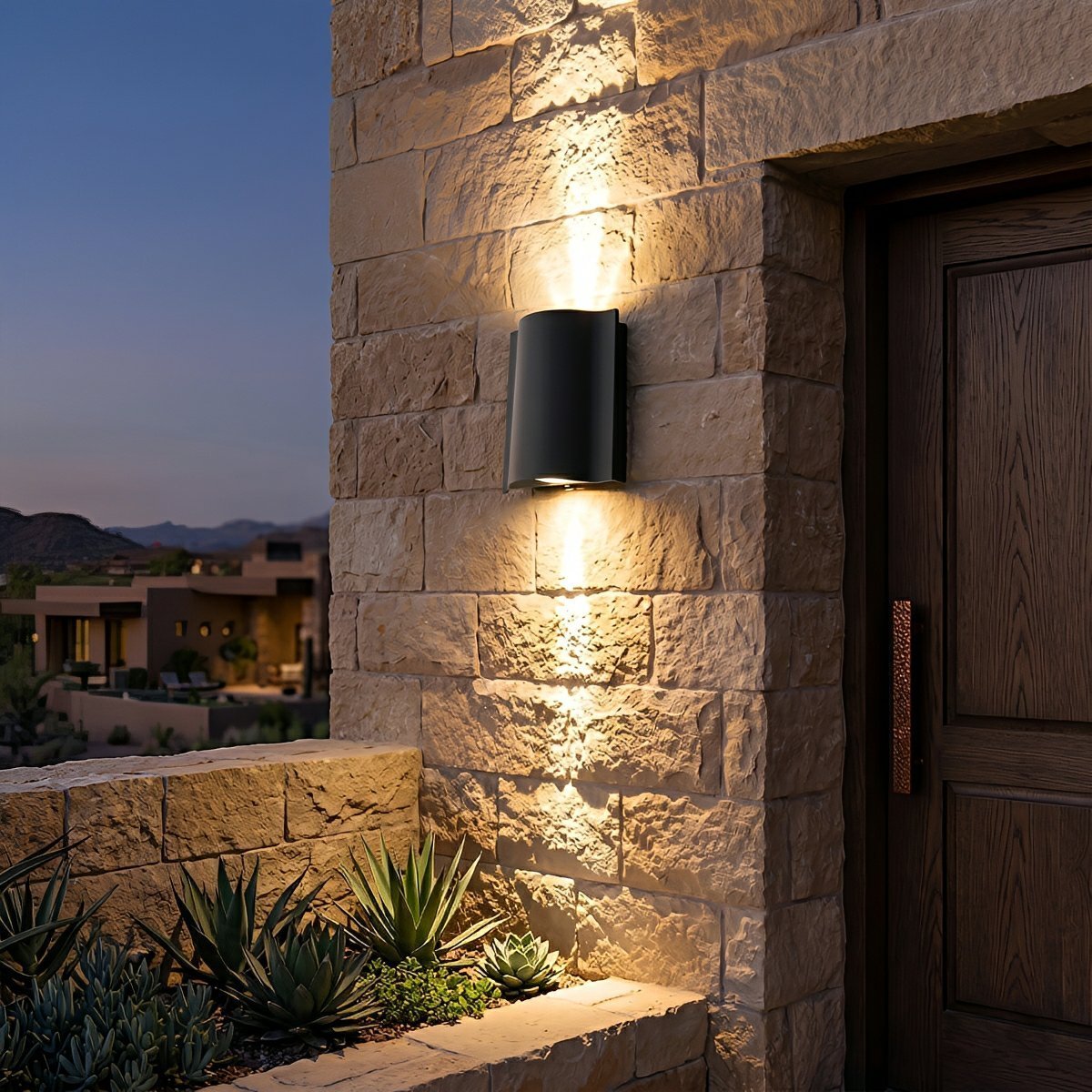 Waterproof Modern Vertical-Beam Up & Down Outdoor Wall Light - Pulens