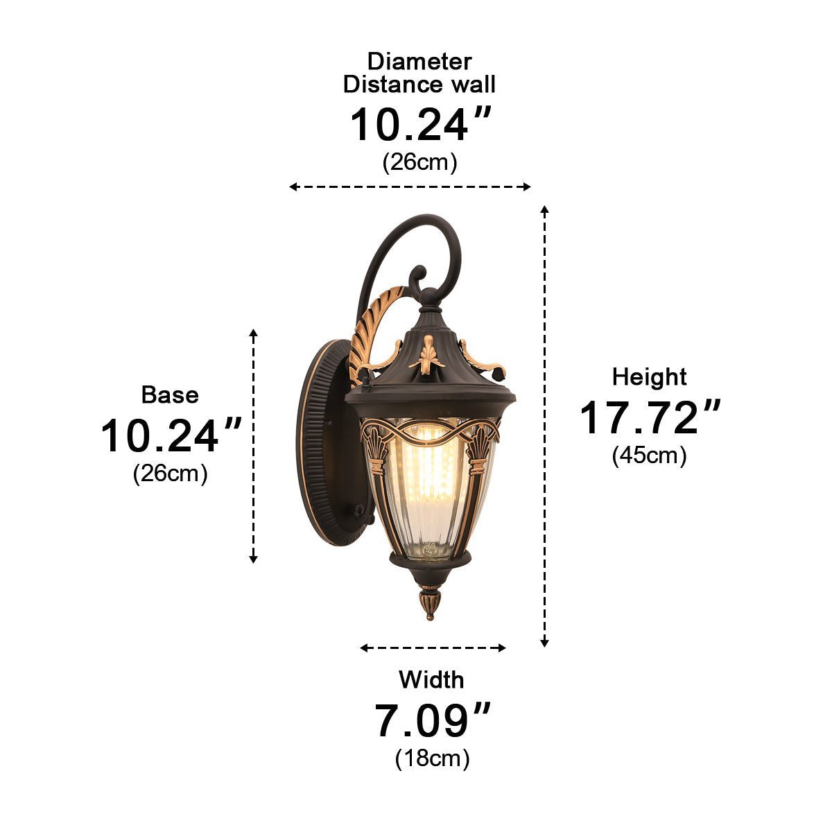 Dimmable Scroll Arm Coach Outdoor Wall Light - Pulens
