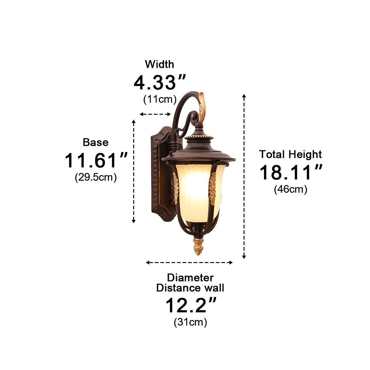 Dimmable Shepherd Hook Coach Outdoor Wall Light - Pulens