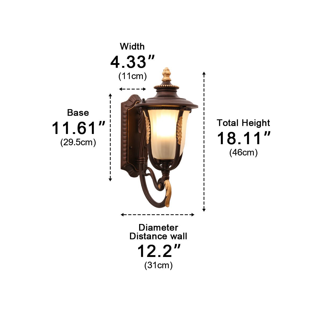 Dimmable Shepherd Hook Coach Outdoor Wall Light - Pulens