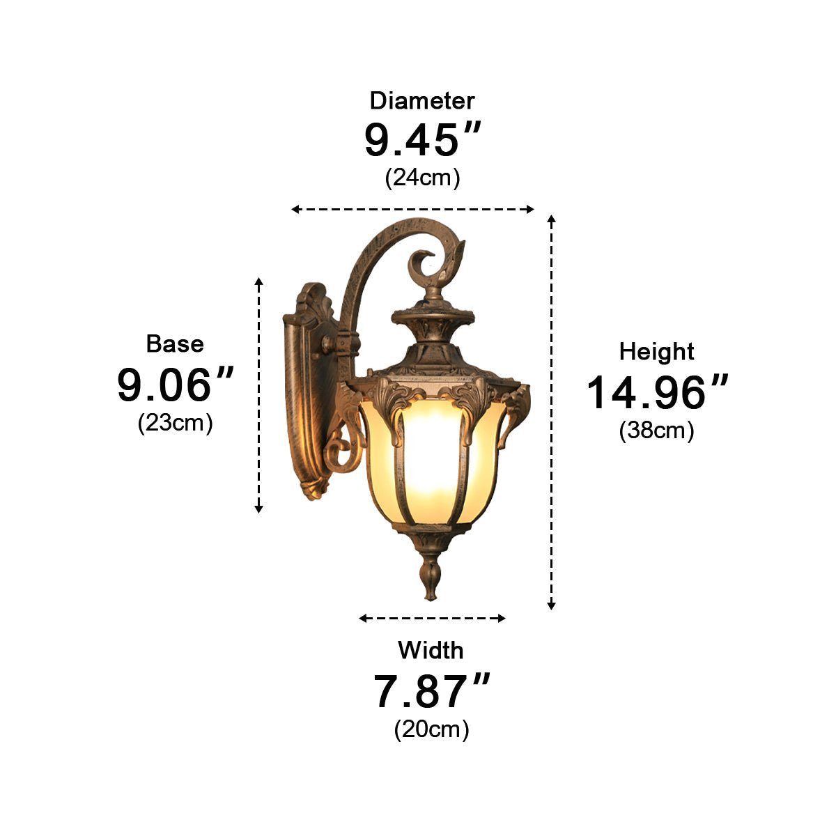 Dimmable Crown Top Coach Outdoor Wall Light - Pulens