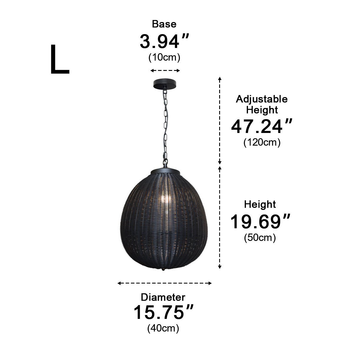 Dimmable Woven Rattan Globe Outdoor Pendant Light - Pulens