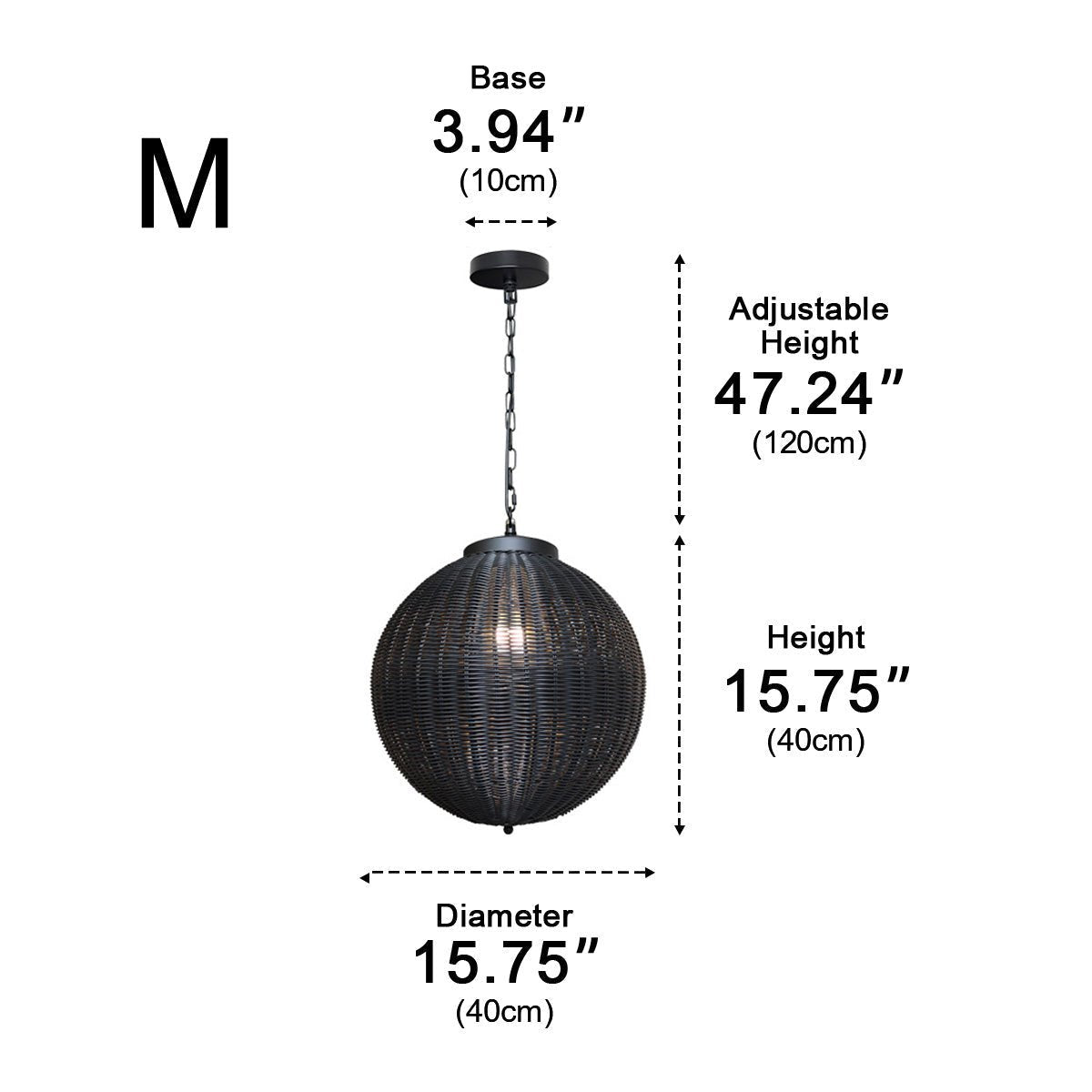 Dimmable Woven Rattan Globe Outdoor Pendant Light - Pulens
