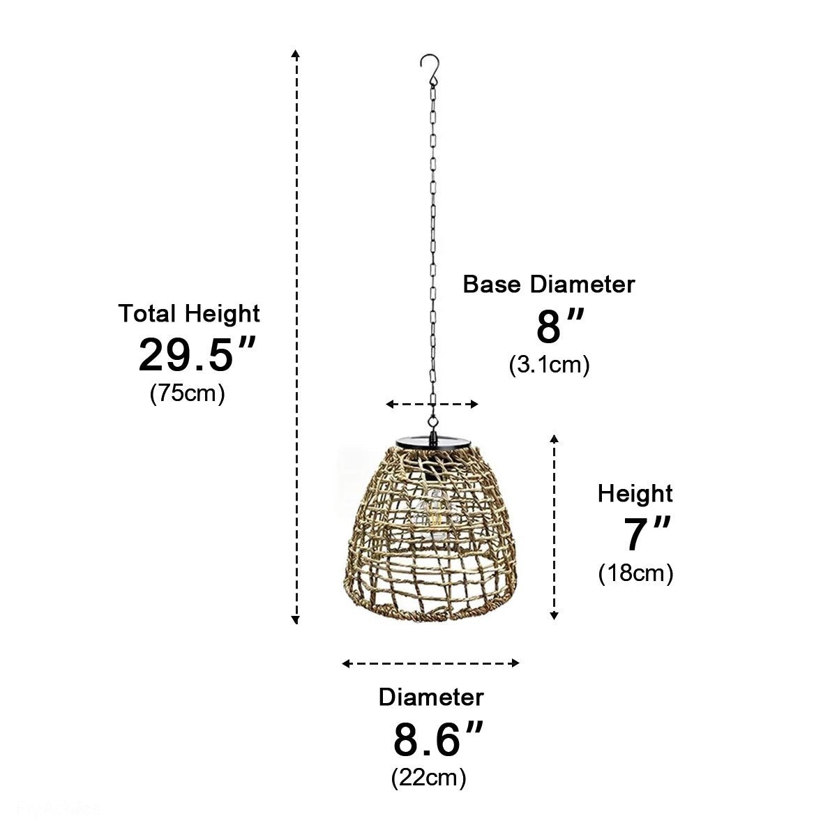 Waterproof Solar Rattan Boho Bell-Shaped Outdoor Pendant Light - Pulens